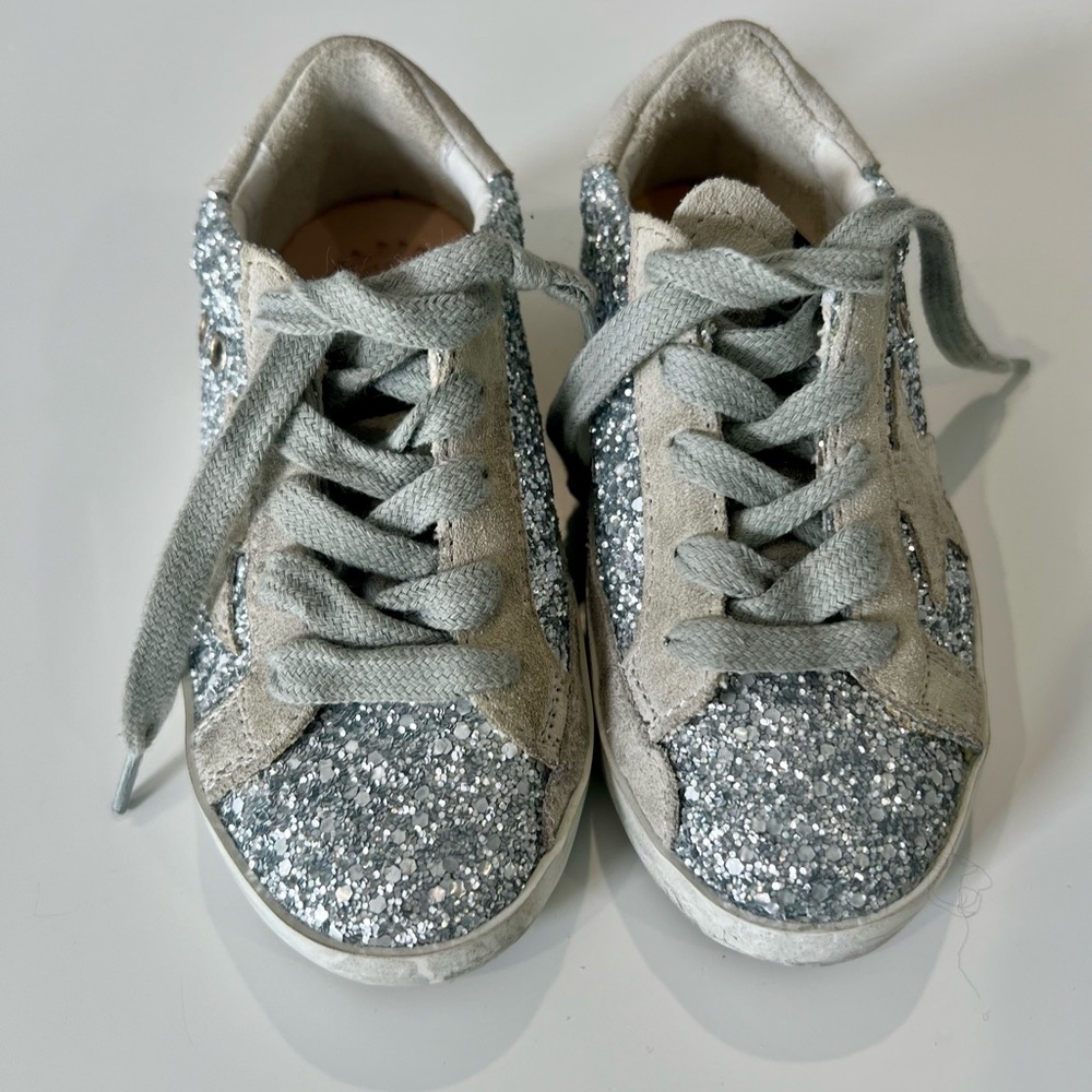RARE- Golden Goose Toddler Silver Sequined Sneakers